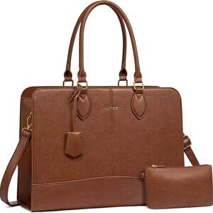 Laptop Tote Bag for Women, Vintage Leather Purse, Computer Briefcase, Waterproof
